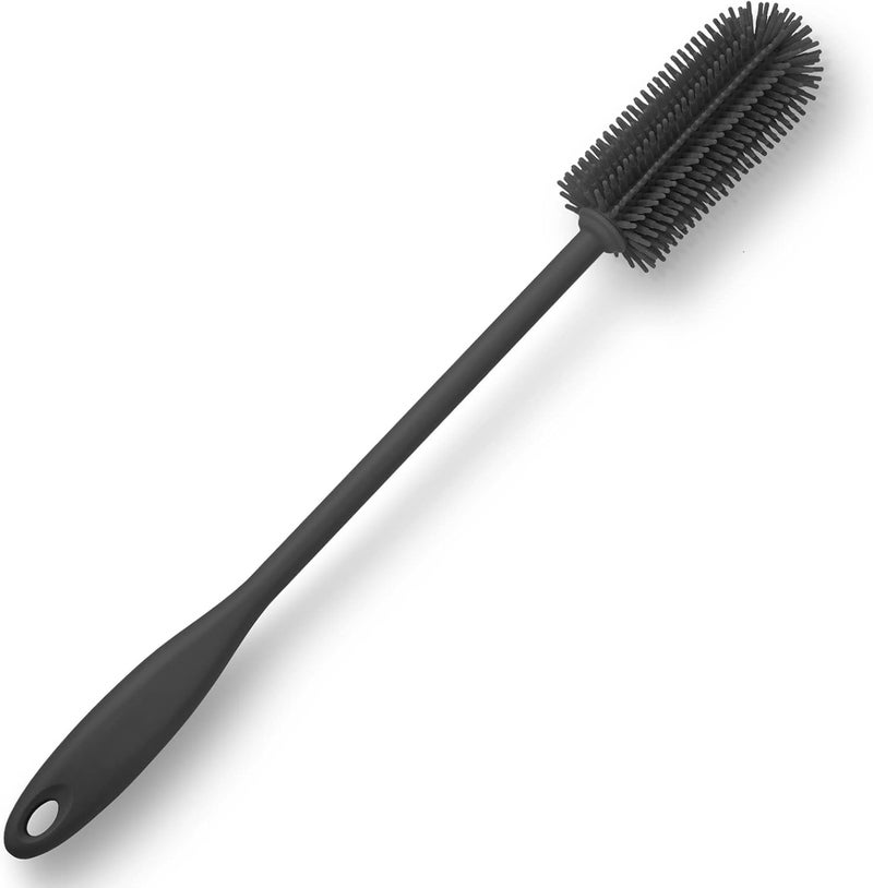 Purtribe Silicone Bottle Brush, Water Bottle Cleaner Brush with Long Handle, Perfect for Cleaning Narrow Neck Containers, Vacuum Sports Bottle, Tumblers, Flask, Glassware (1 Pack, Charcoal) - Image 2